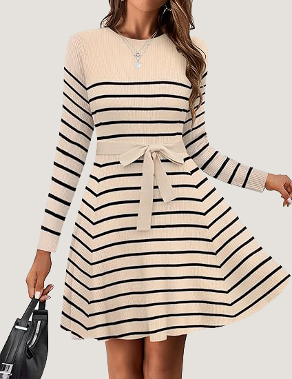 Women's Fall Winter Casual Dress Crewneck Long Sleeve A-Line Sweater (BUY 2 FREE SHIPPING!!!)