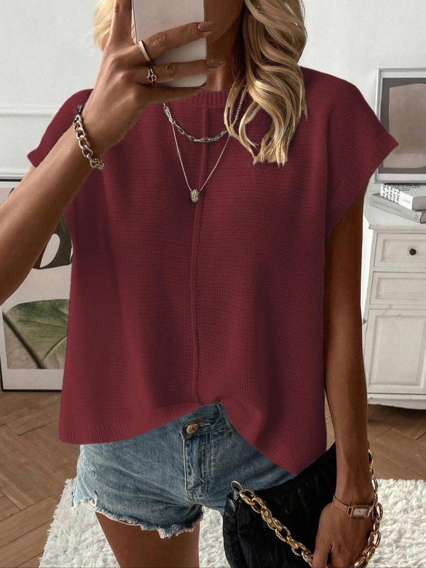 Women's Casual Breathable Fitted Short Sleeve Round Neck Knit Top (Buy 2 Free Shipping!!!)