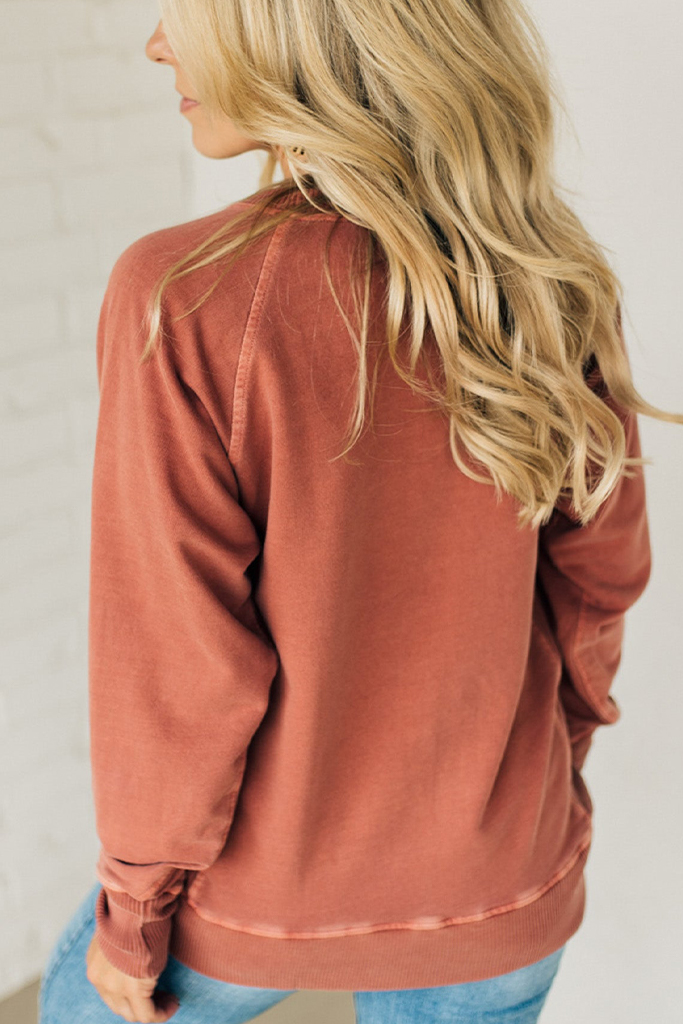 Ribbed Accent Pocketed Pullover