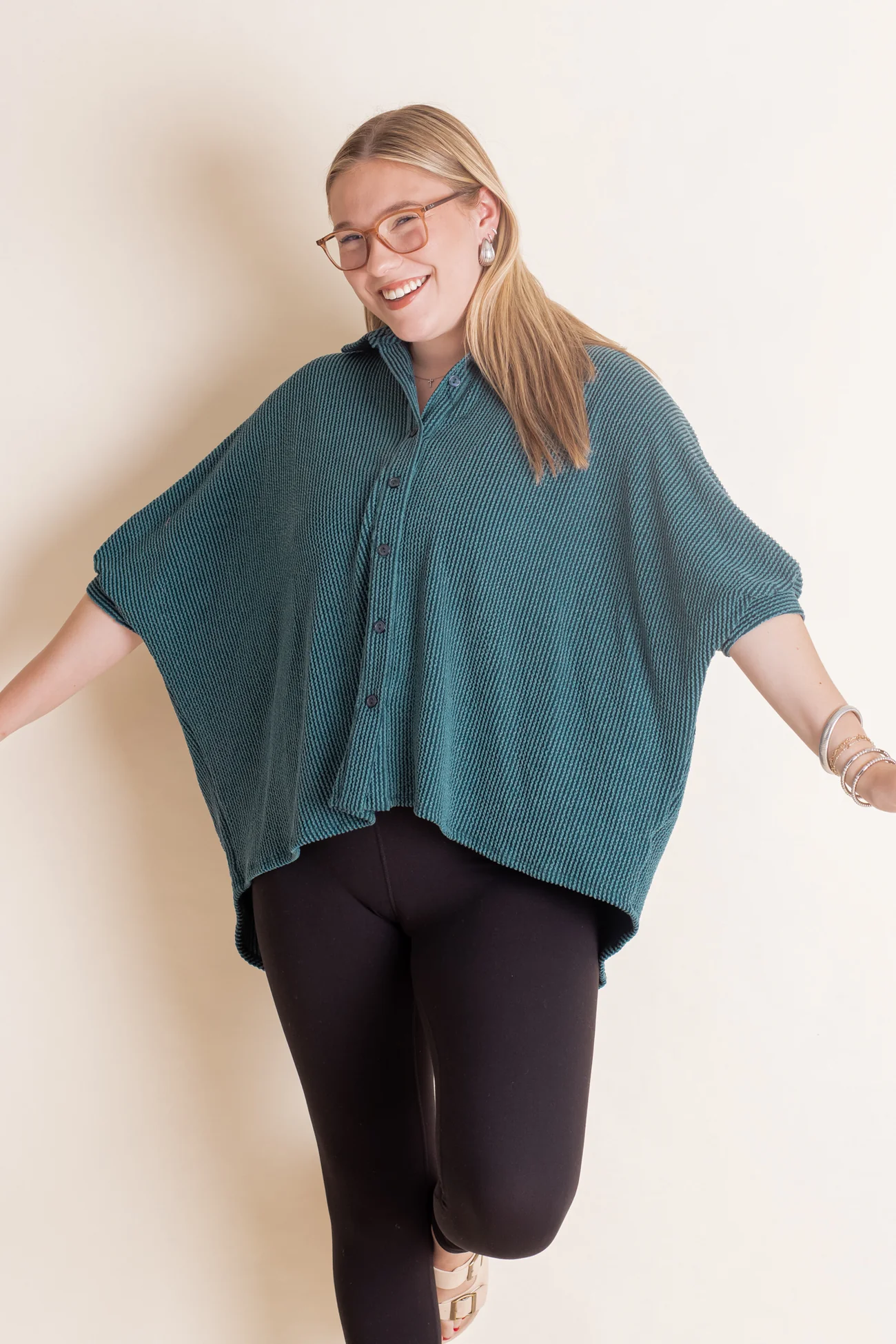 Women's Seasons Ribbed Button Down Top(Buy 2 Free Shipping)