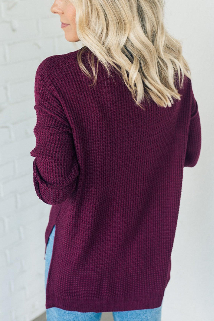 Henley Waffle Knit Sweater