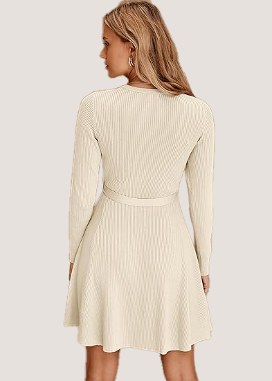 Women's Fall Winter Casual Dress Crewneck Long Sleeve A-Line Sweater (BUY 2 FREE SHIPPING!!!)