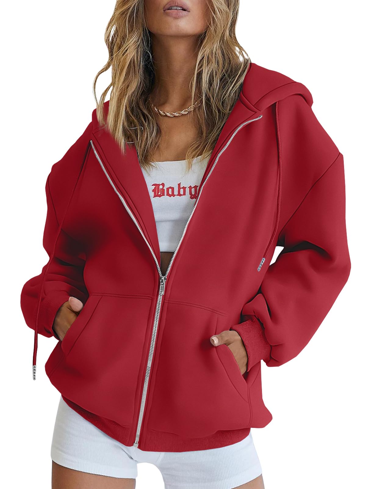 HOT SALE Womens Zip Up Hoodies Oversized Sweatshirts