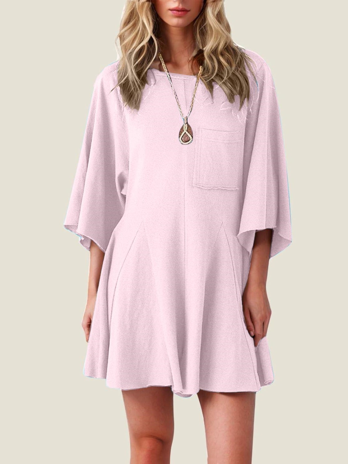 Women's Short Sleeve Loose Ruffled Short Romper Dress with Pocket
