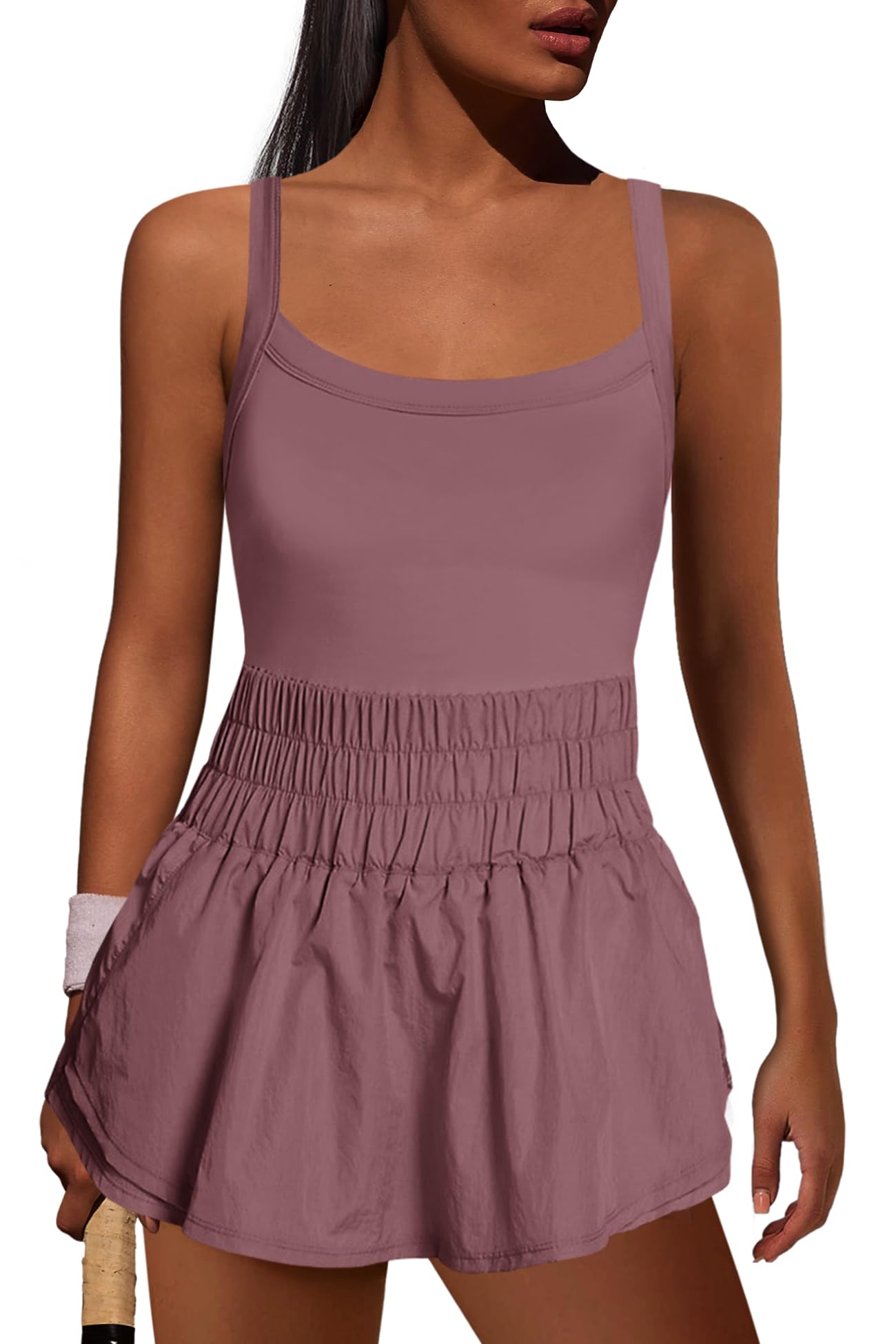 Womens Workout Romper Athletic Dress One Piece Jumpsuits 