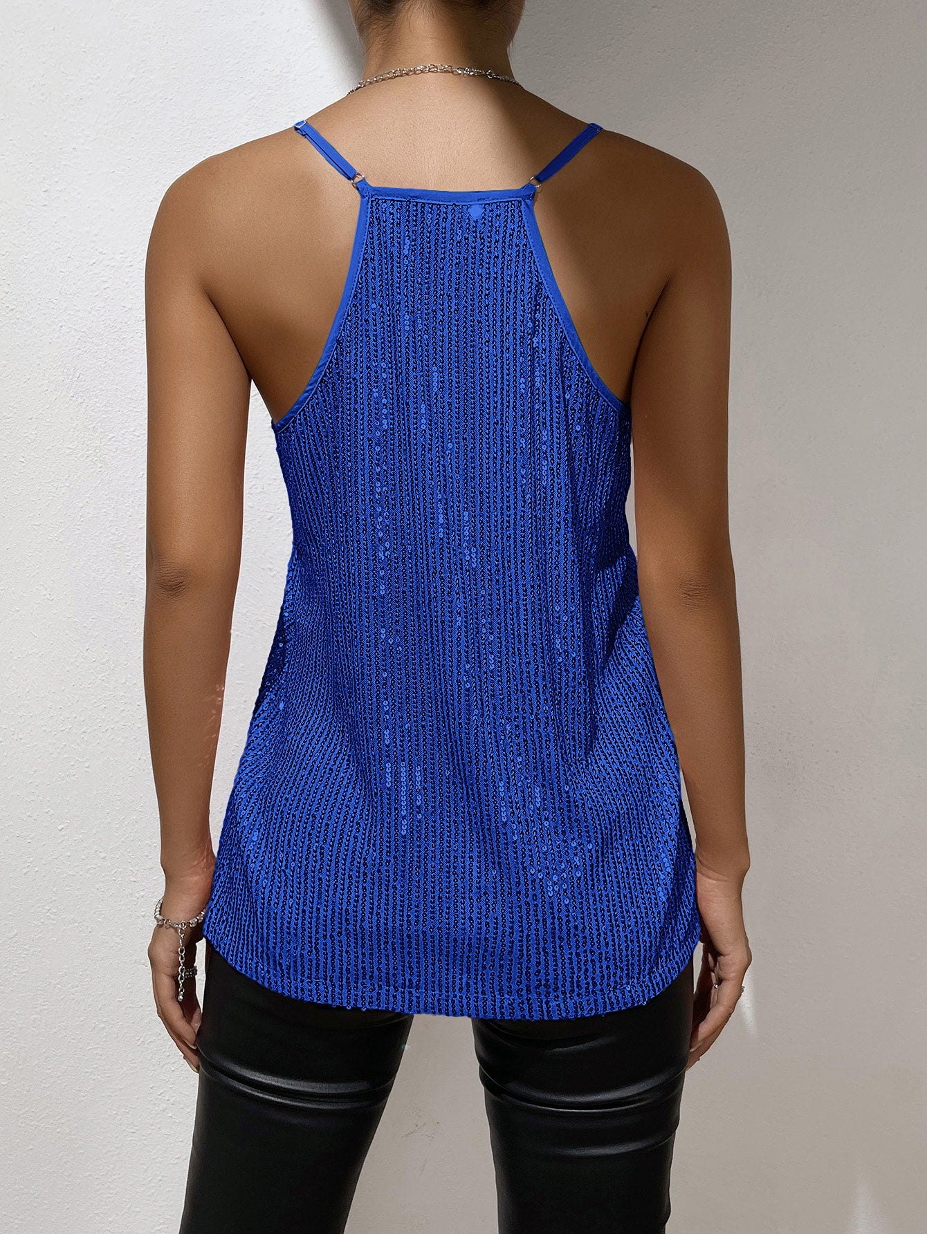 Spaghetti Strap Sleeveless Sequin Cami Top