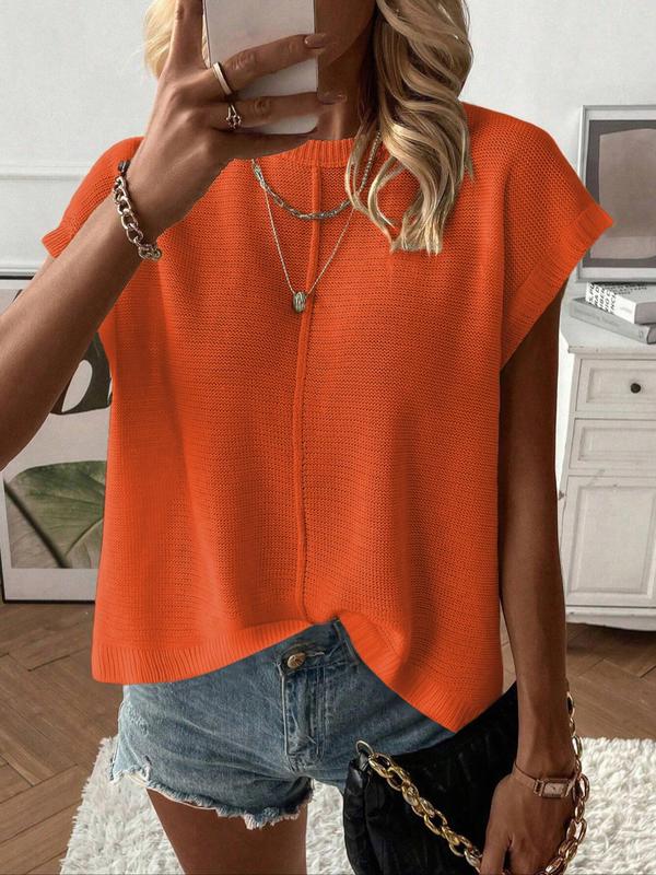 Women's Casual Breathable Fitted Short Sleeve Round Neck Knit Top (Buy 2 Free Shipping!!!)