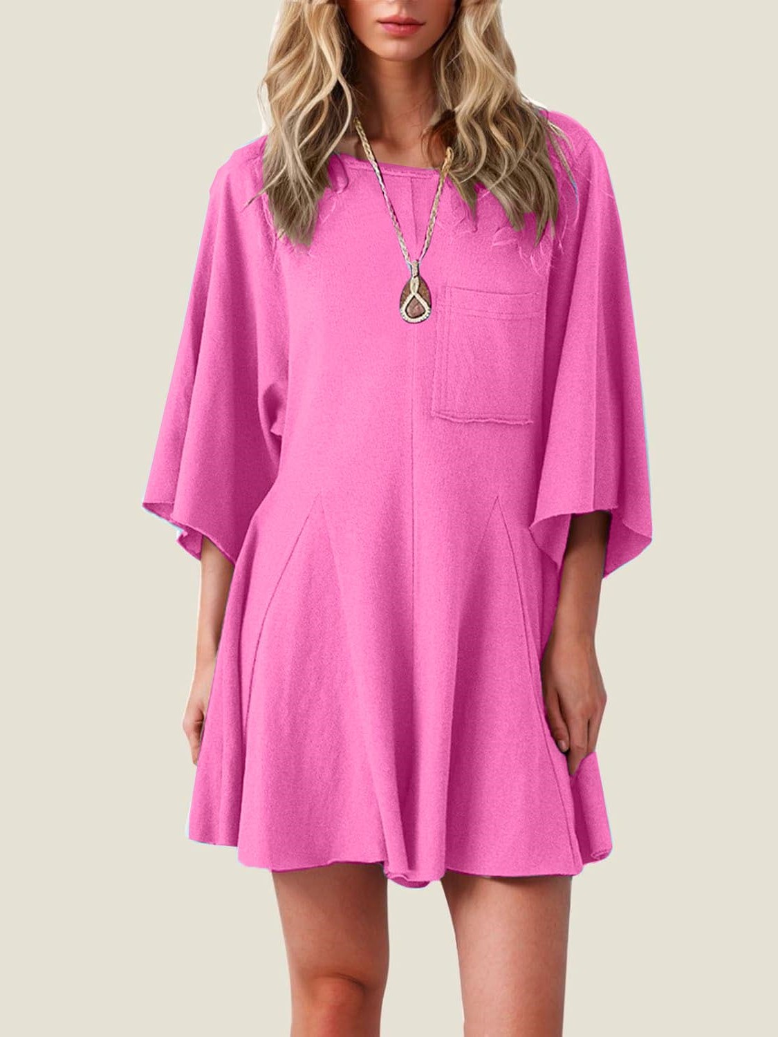 Women's Short Sleeve Loose Ruffled Short Romper Dress with Pocket