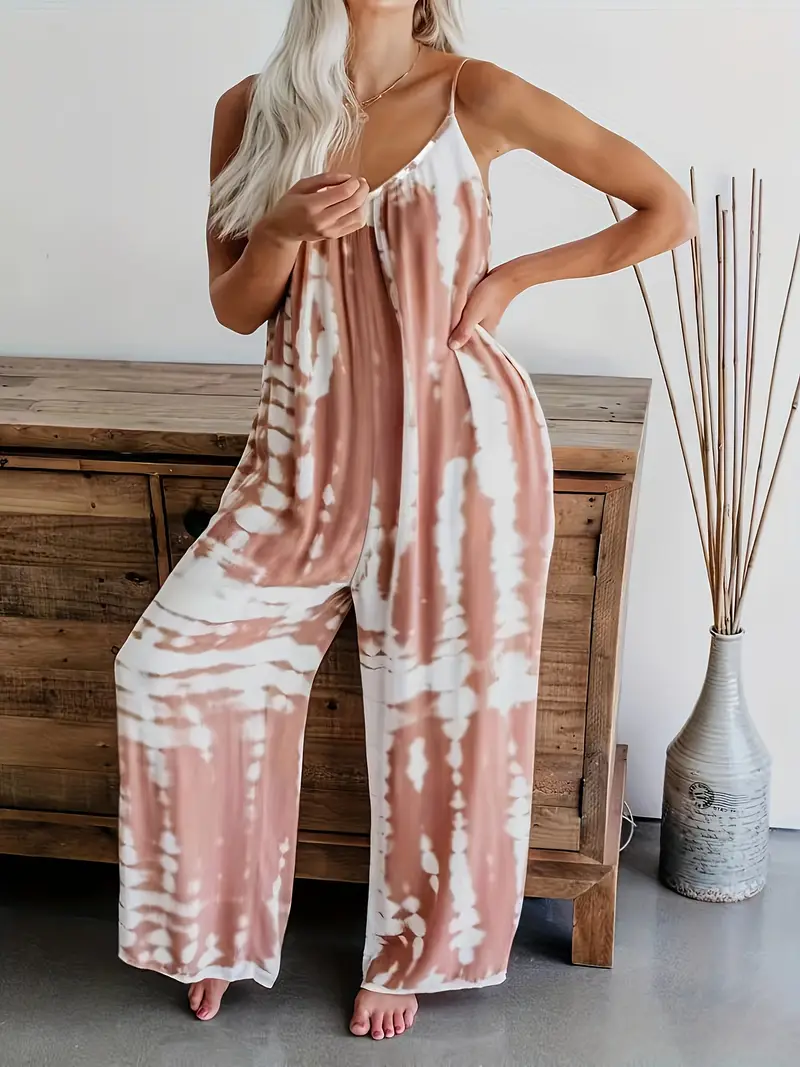 2025 Hot Sale Women's Casual Tie-Dye Cami Wide Leg Jumpsuit(buy 2 free shipping)