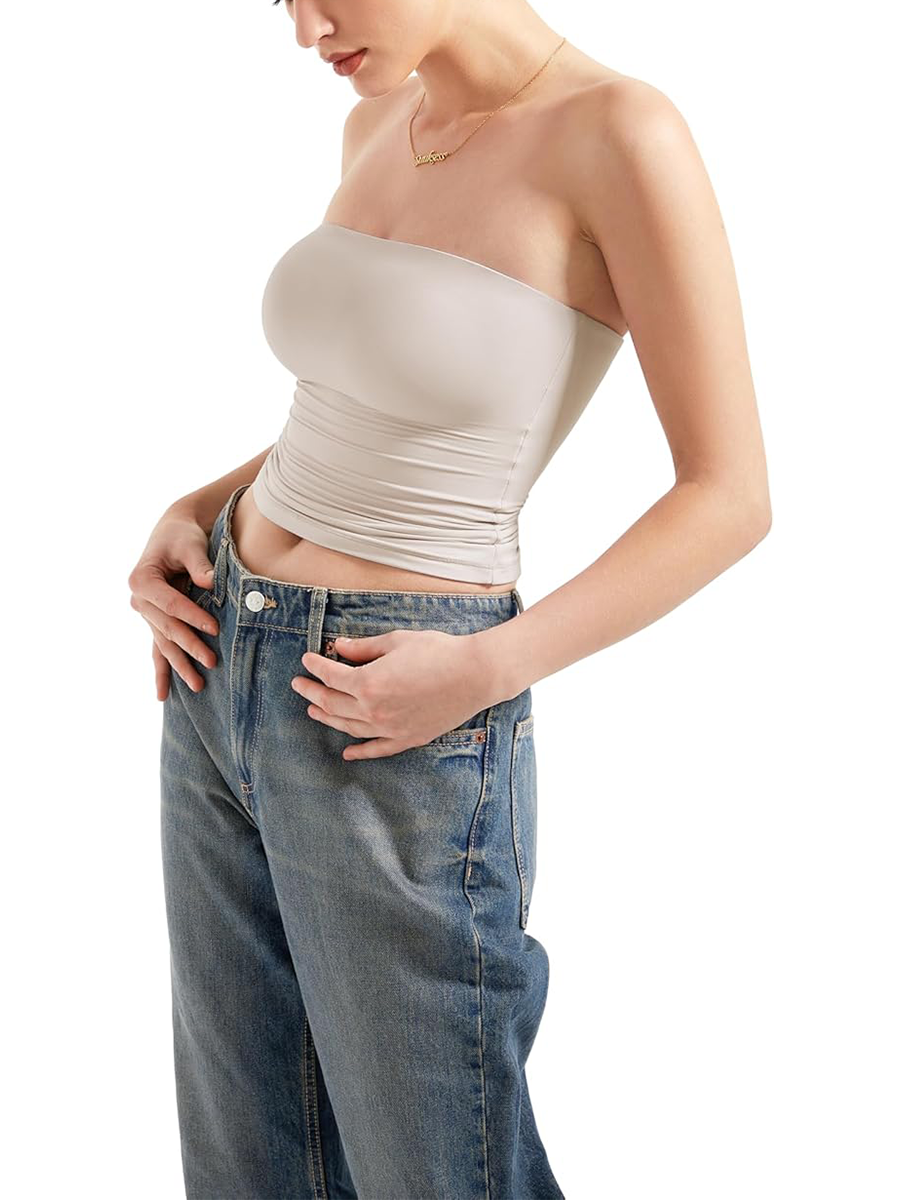 Women's Summer Sexy Tube Top Double Lined Basic Tank Top