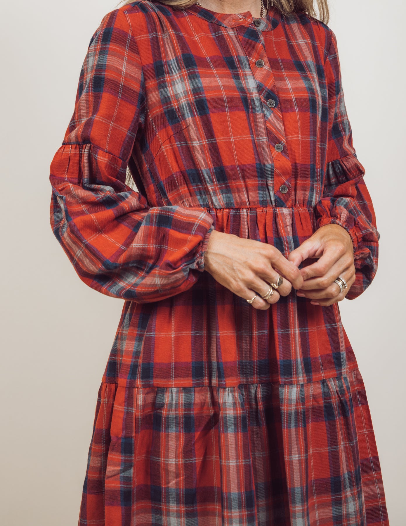Women's Timeless Elegance Plaid Button-Down Dress