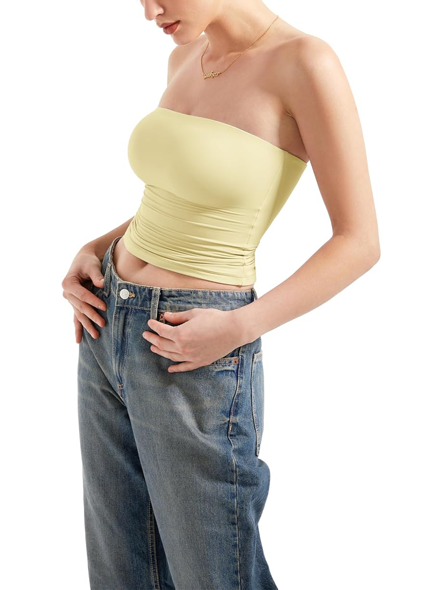 Women's Summer Sexy Tube Top Double Lined Basic Tank Top