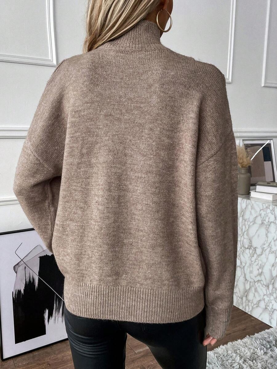 HOT SALE Women's Turtleneck Cold Shoulder 2 In 1 Sweater