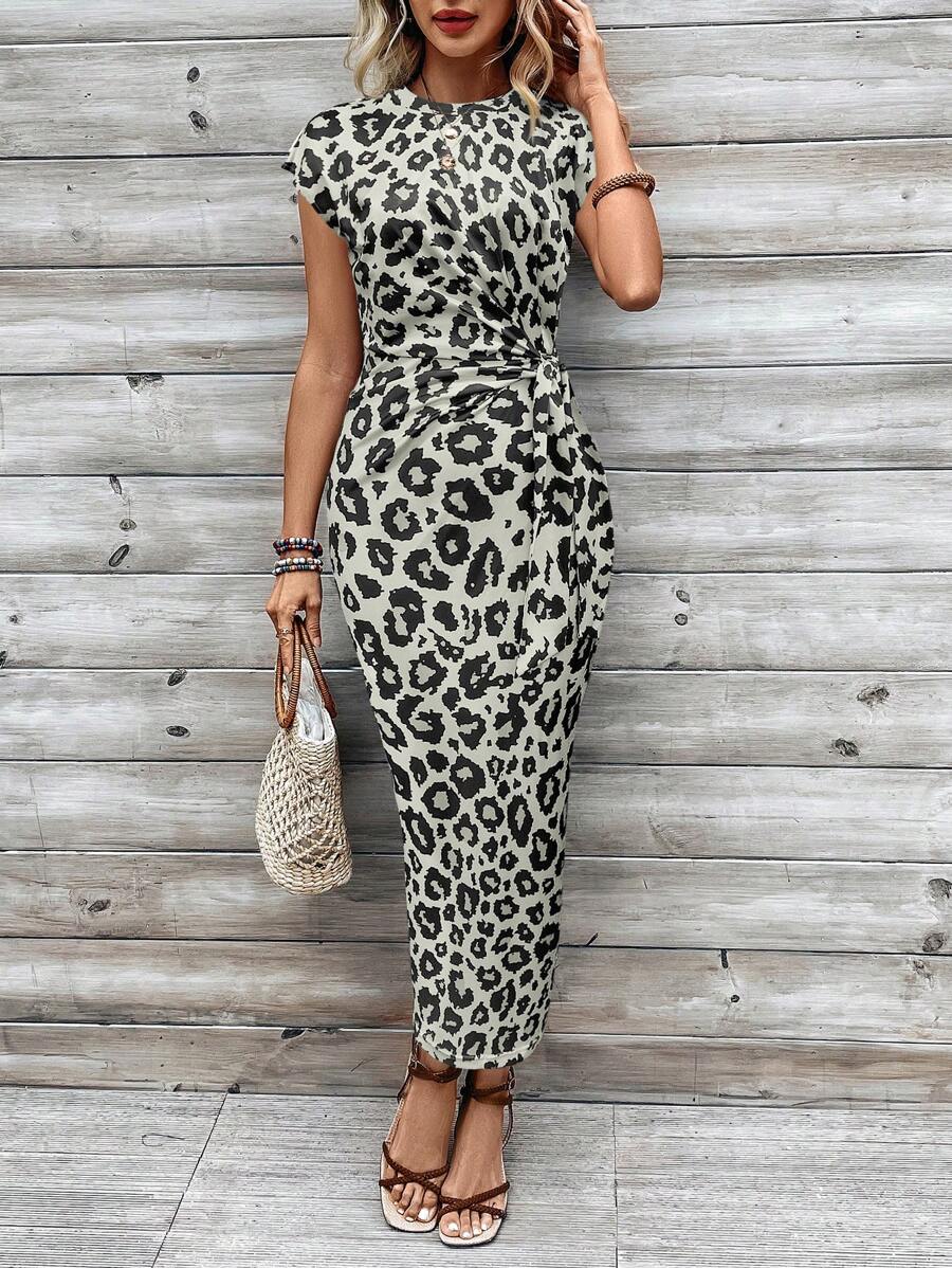Women's Leopard Print Simple Daily Maxi Dress