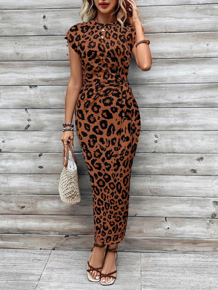 Women's Leopard Print Simple Daily Maxi Dress