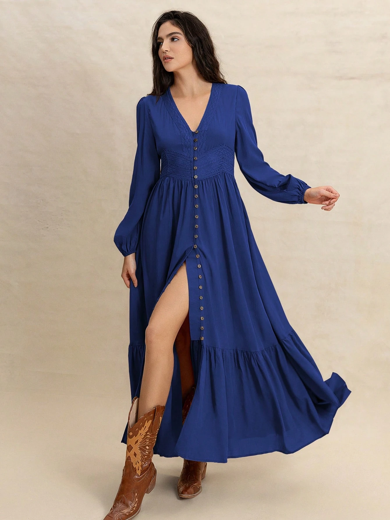 Woman's Lace Long Sleeve Elegant Dress (buy 2 free shipping)