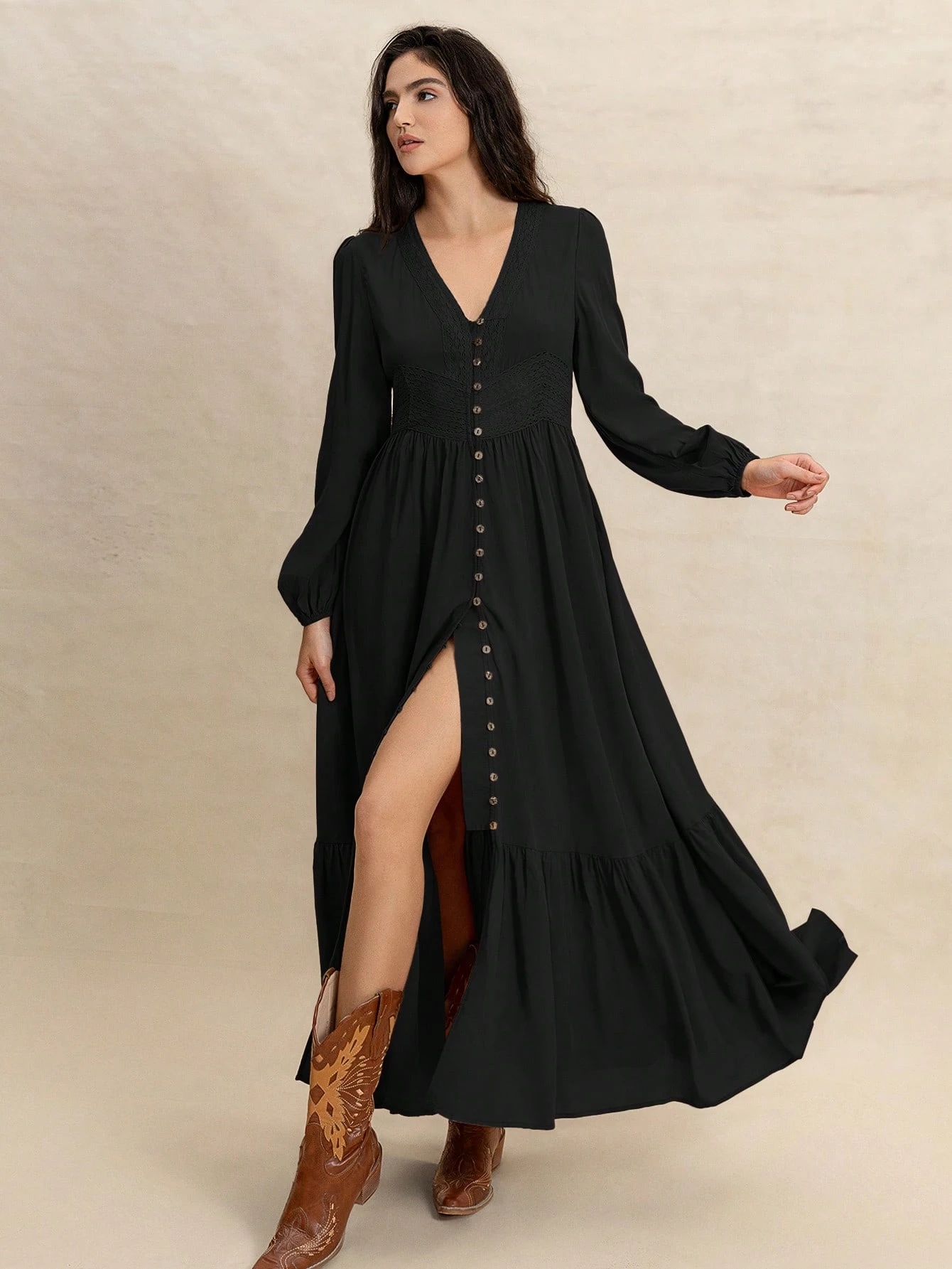 Woman's Lace Long Sleeve Elegant Dress (buy 2 free shipping)