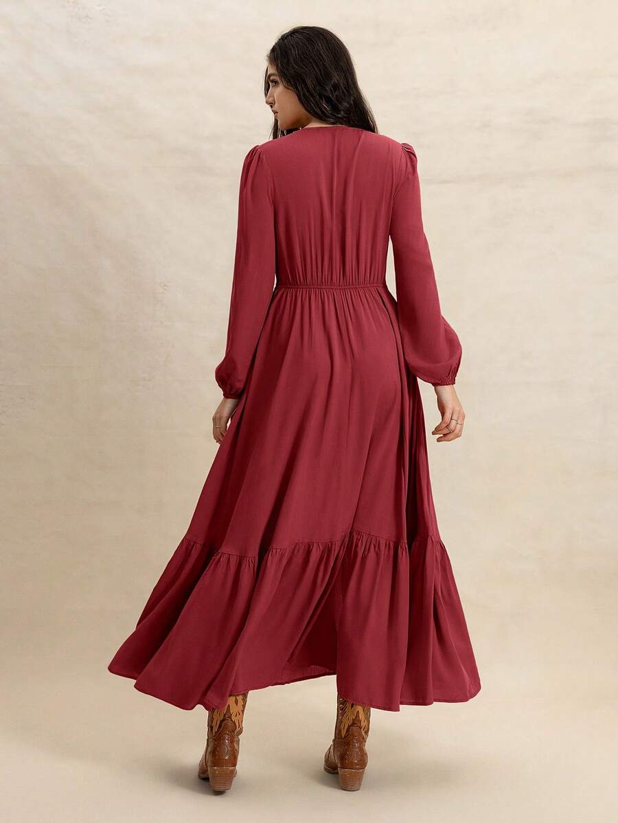 Woman's Lace Long Sleeve Elegant Dress (buy 2 free shipping)
