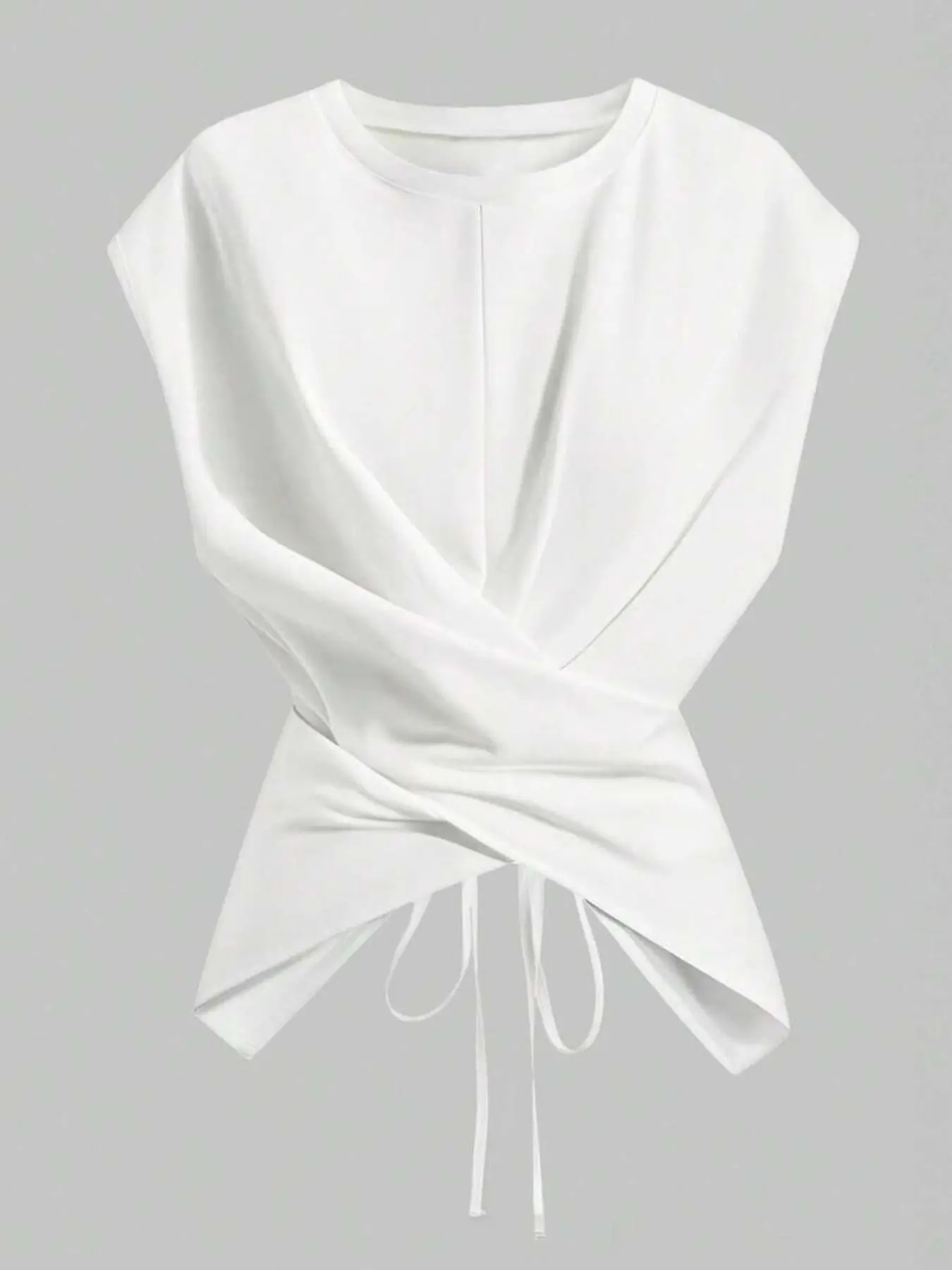 Women's Cap Sleeve Tie Back Cinched Waist Wrap Top