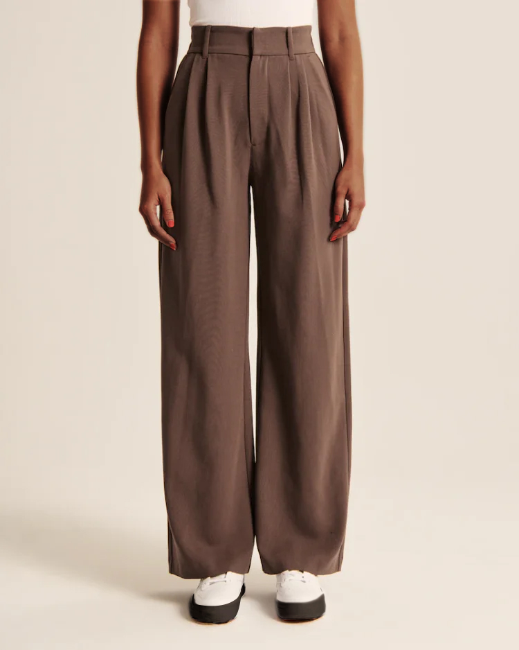 The Effortless Tailored Wide Leg Pants -Pink Laura