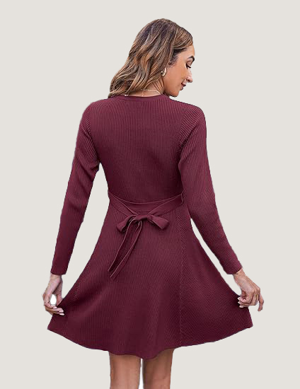 Women's Fall Winter Casual Dress Crewneck Long Sleeve A-Line Sweater (BUY 2 FREE SHIPPING!!!)