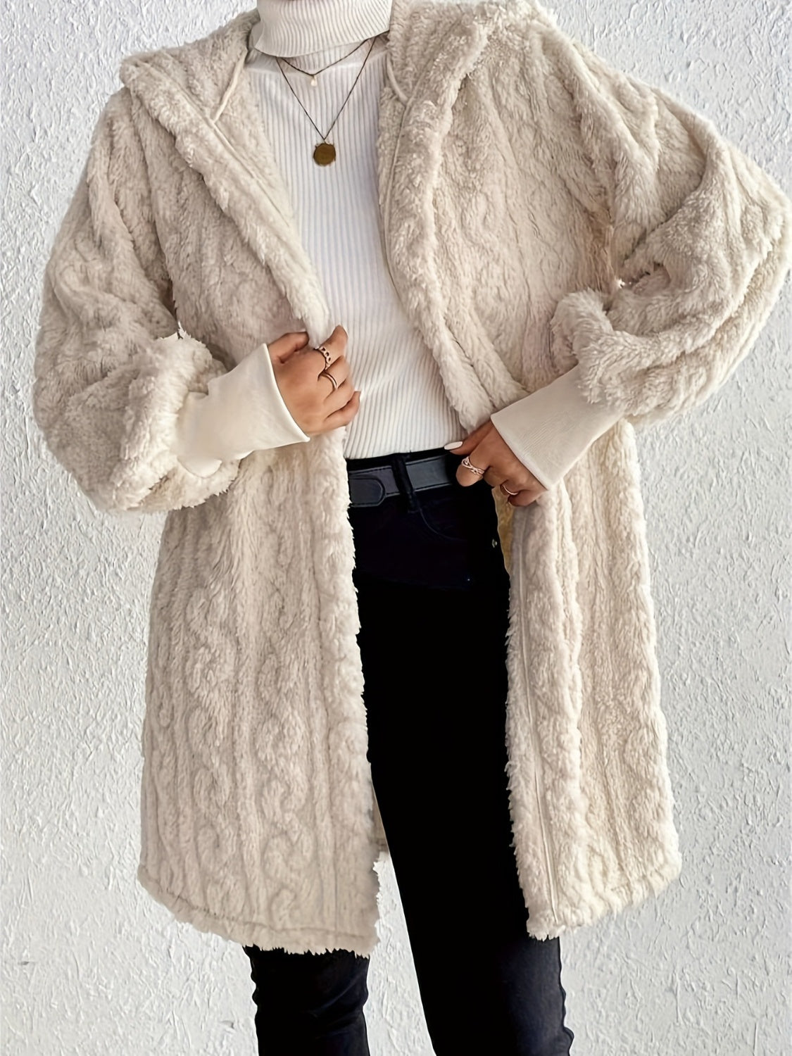 Cozy Open-Front Hooded Jacket –Fuzzy Long Sleeve Layer (Final Days: Big Savings!!!)