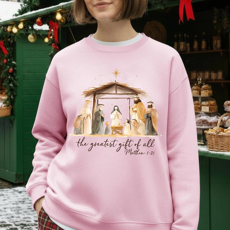 "The Greatest Gift of All" Nativity Scene Christmas Sweatshirt