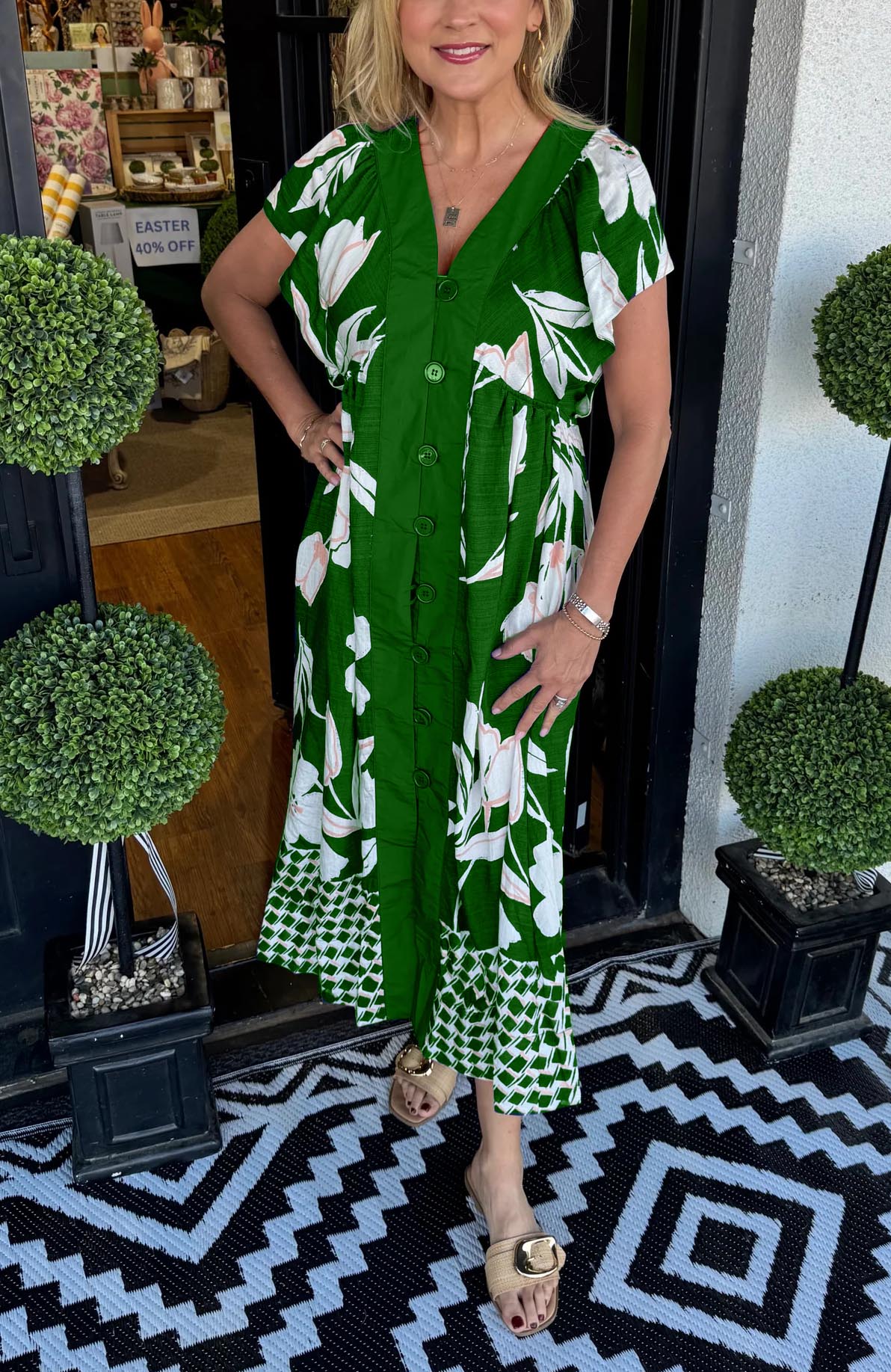 Women's Elegant Printed Button Flowy Midi Dress(Buy 2 Free Shipping)