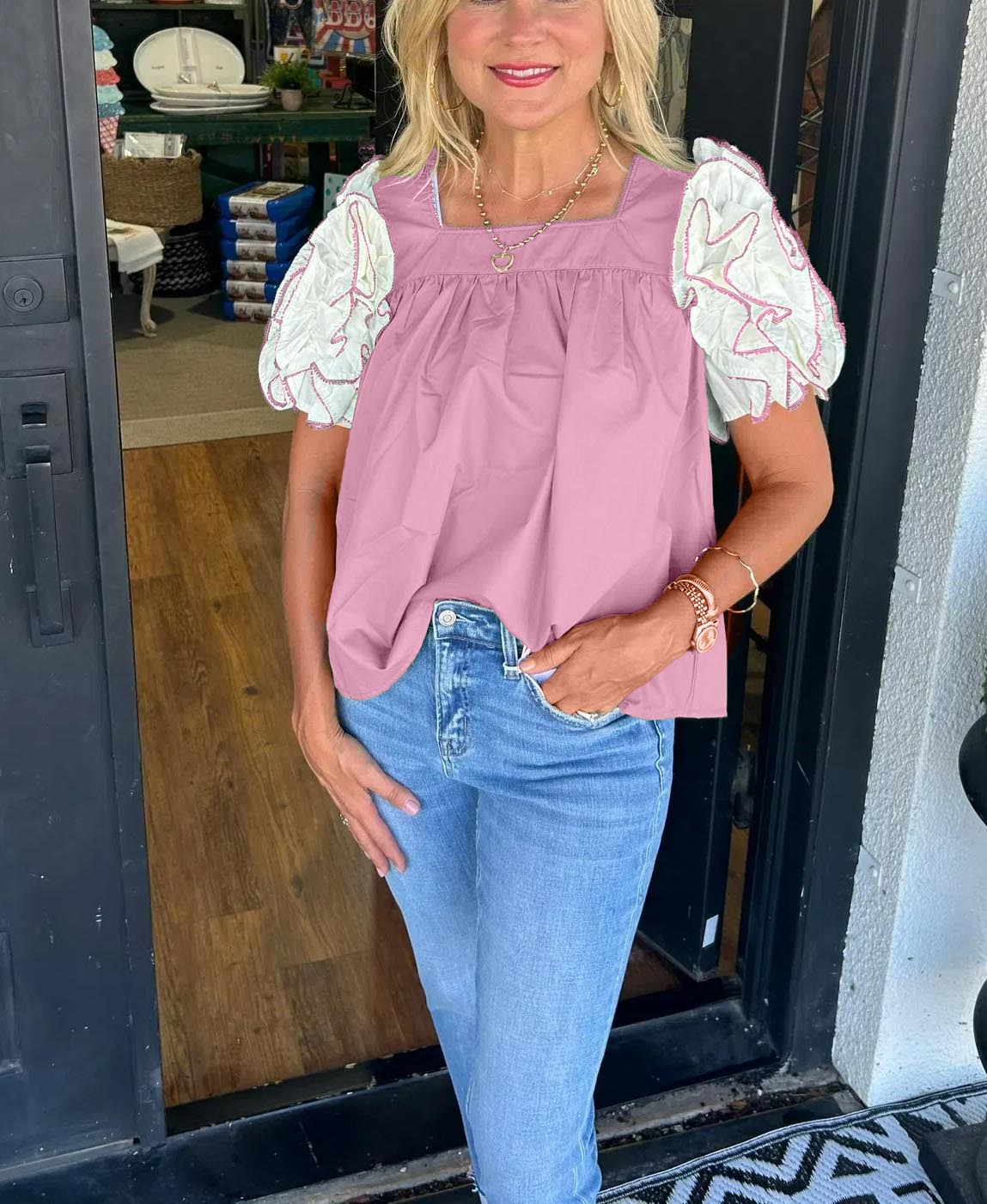 Ruffle Sleeve Top(Buy 2 Free Shipping)