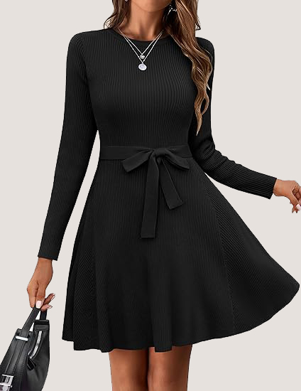 Women's Fall Winter Casual Dress Crewneck Long Sleeve A-Line Sweater (BUY 2 FREE SHIPPING!!!)