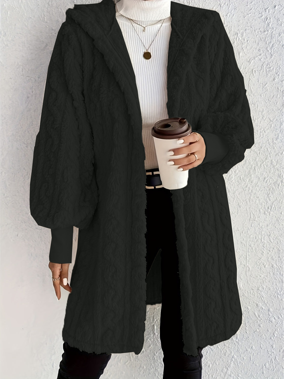 Cozy Open-Front Hooded Jacket –Fuzzy Long Sleeve Layer (Final Days: Big Savings!!!)