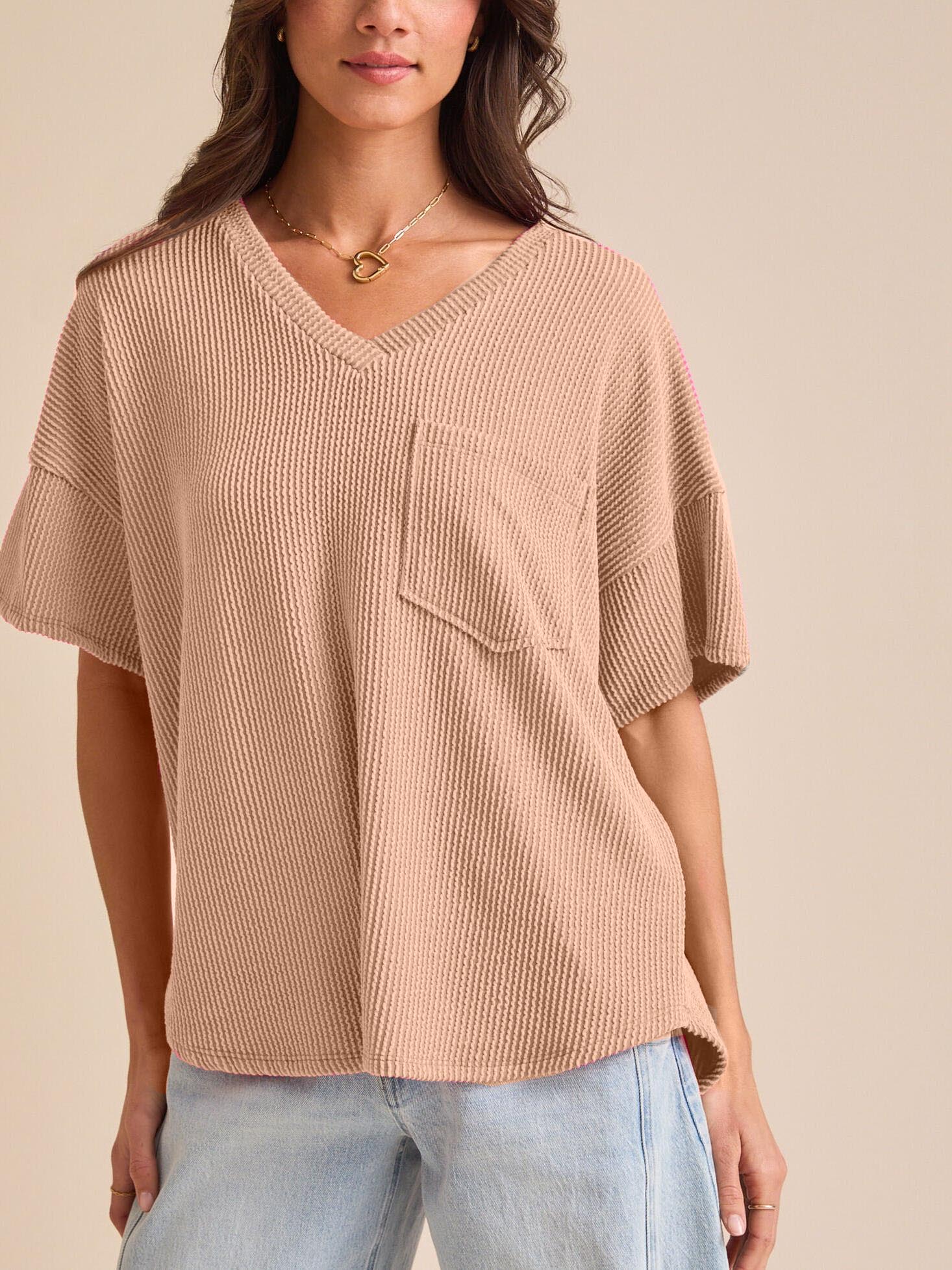 Women's Summer Ribbed Tunic Top