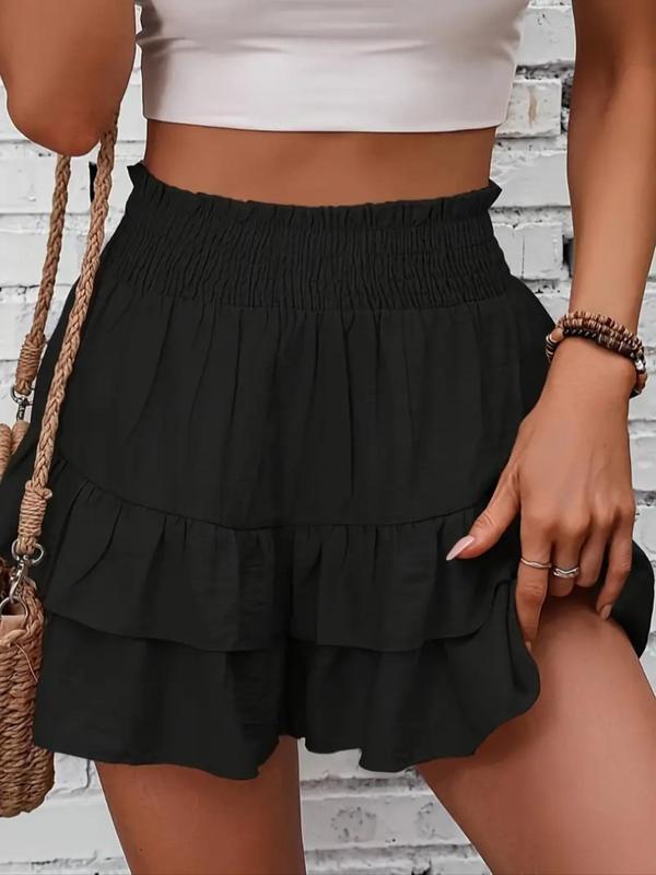 HOT SALE Women's Casual Comfy Elastic High Waist Ruffle Shorts