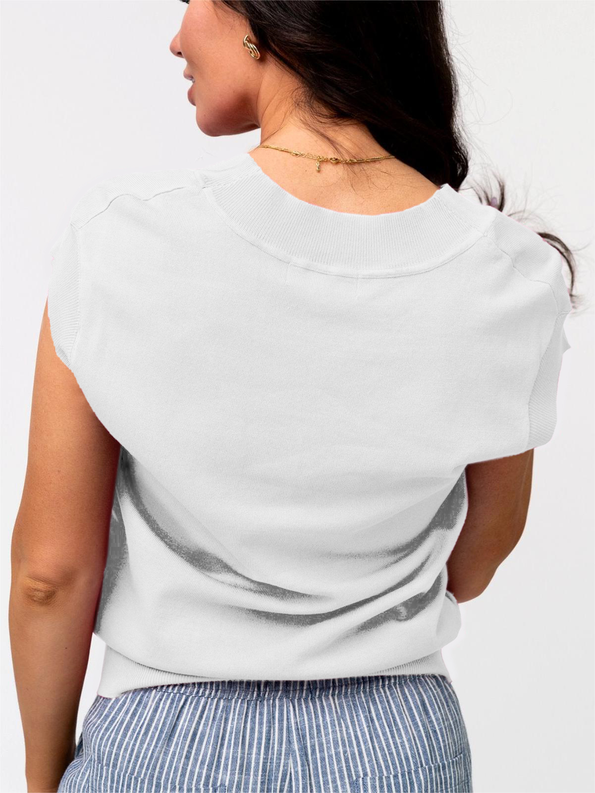 Womens  V Neck Cap Sleeve Basic Tops 💥Buy 3 Free Shipping