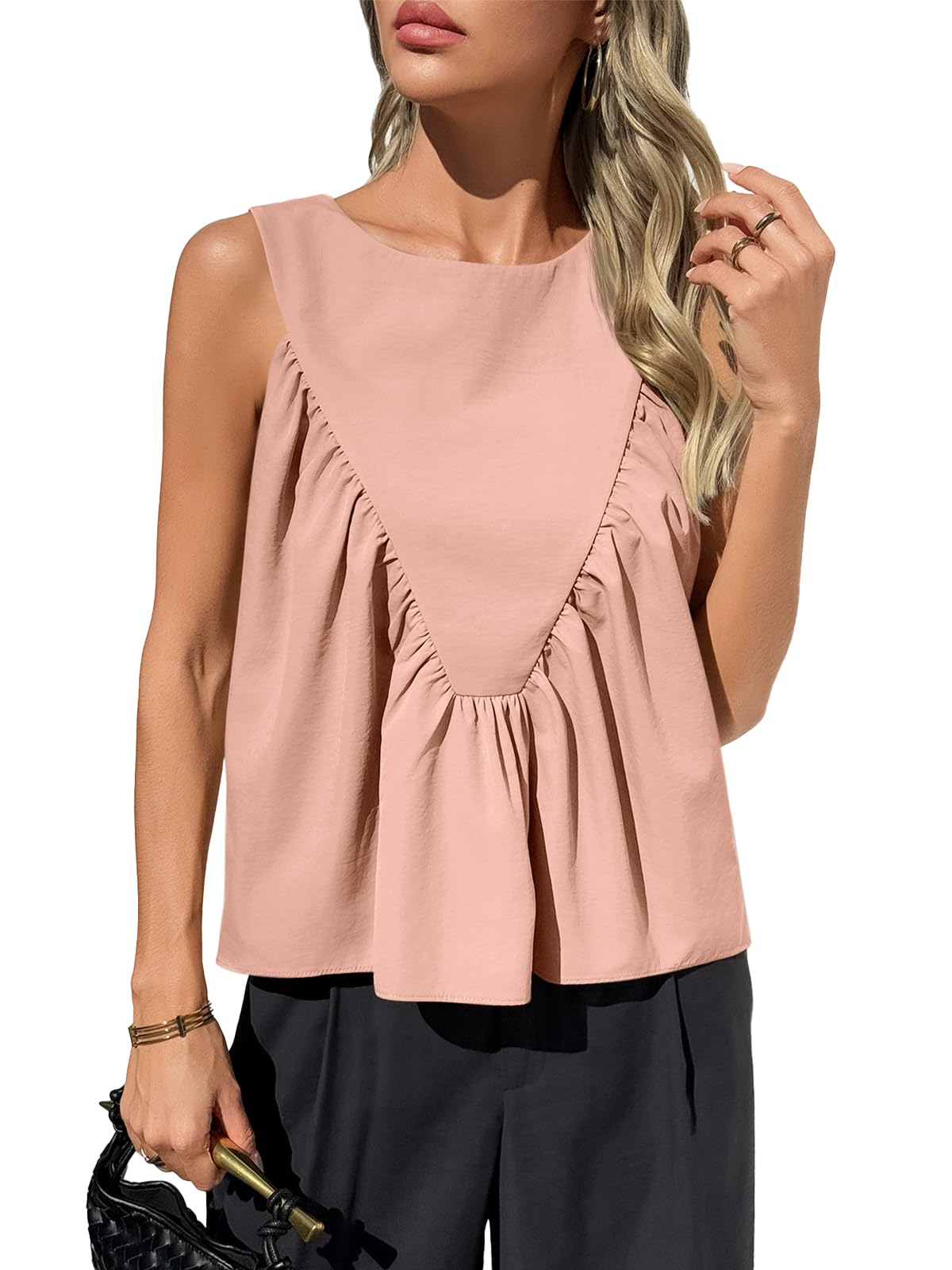 Womens Peplum Babydoll Tank Tops Summer Sleeveless Loose T Shirts (Buy 2 Free Shipping!!!)