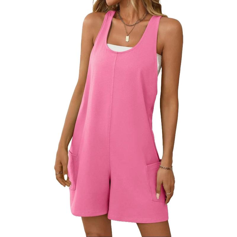 Casual Sleeveless Rompers for Women Racerback Overall Shorts with Pockets (Buy 2 Free Shipping!!!)