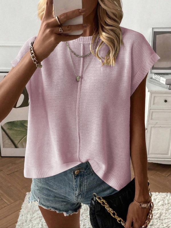 Women's Casual Breathable Fitted Short Sleeve Round Neck Knit Top (Buy 2 Free Shipping!!!)