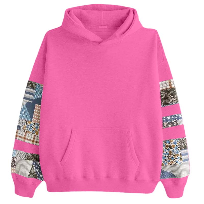 Womens Quilted Graphic Essential Popover Hoodie