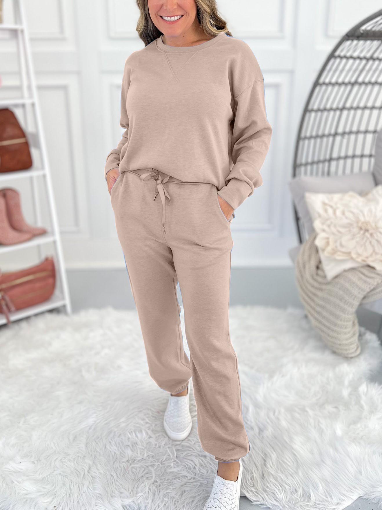 HOT SALE Women's Comfy Seam Pullover & Joggger Matching Set
