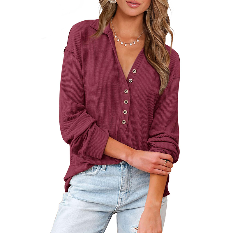 Women's Casual Button Down V Neck Blouses[BUY 2 FREE SHIPPING]