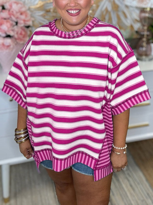 🔥Women's Mixed Stripes Oversized T-shirt
