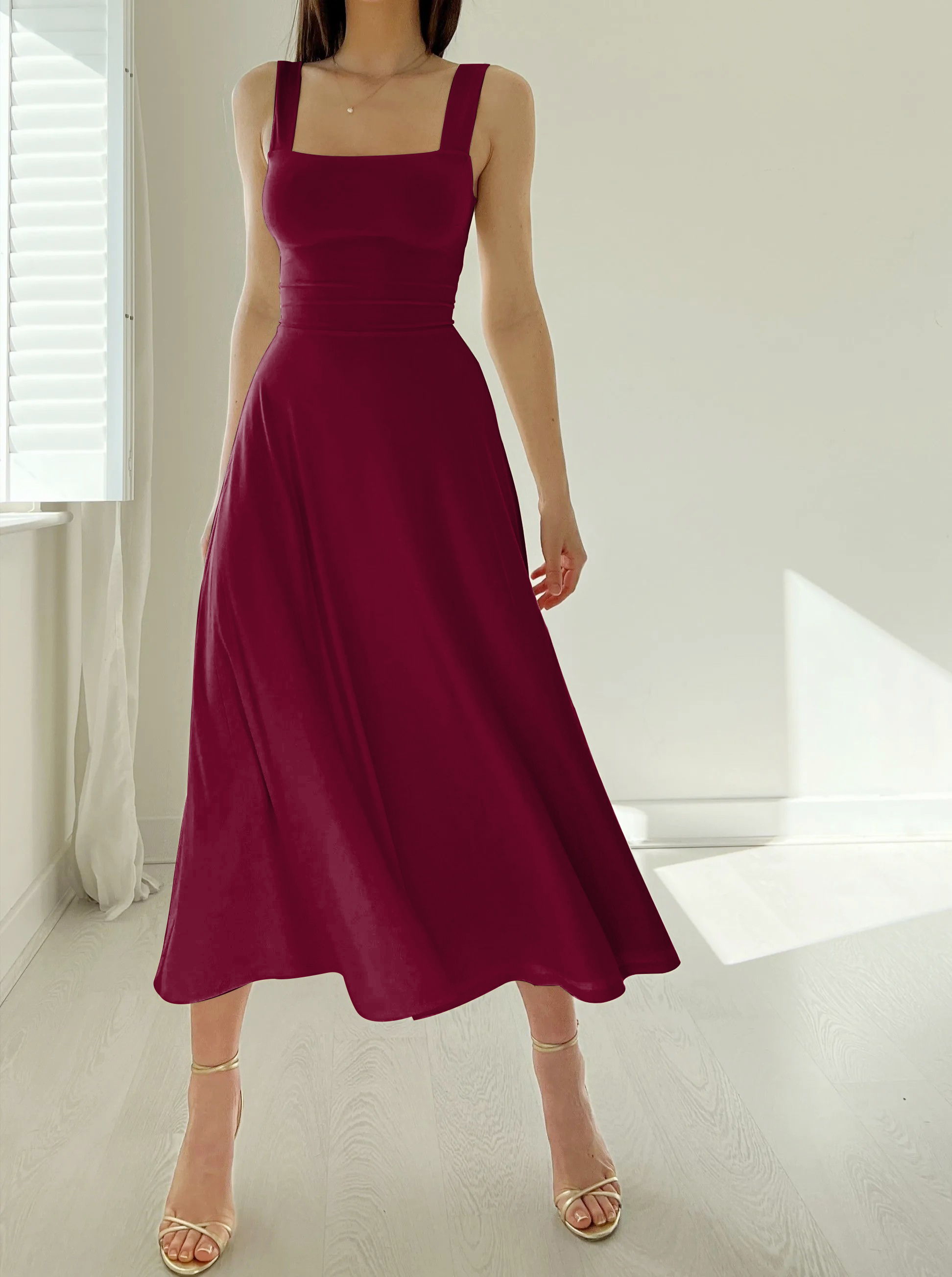 2023 Women's Thick Straps Reversible Midi Dress（Buy 2 Free Shipping）-Pink Laura