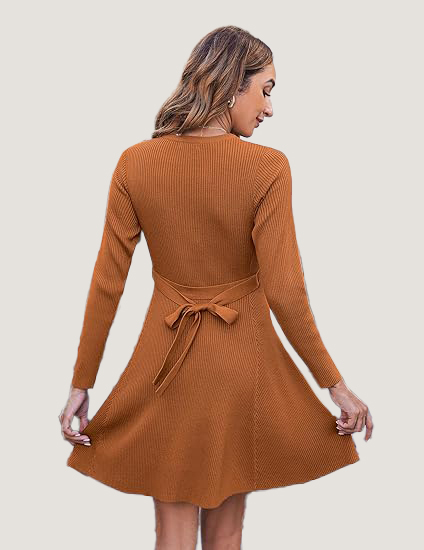 Women's Fall Winter Casual Dress Crewneck Long Sleeve A-Line Sweater (BUY 2 FREE SHIPPING!!!)