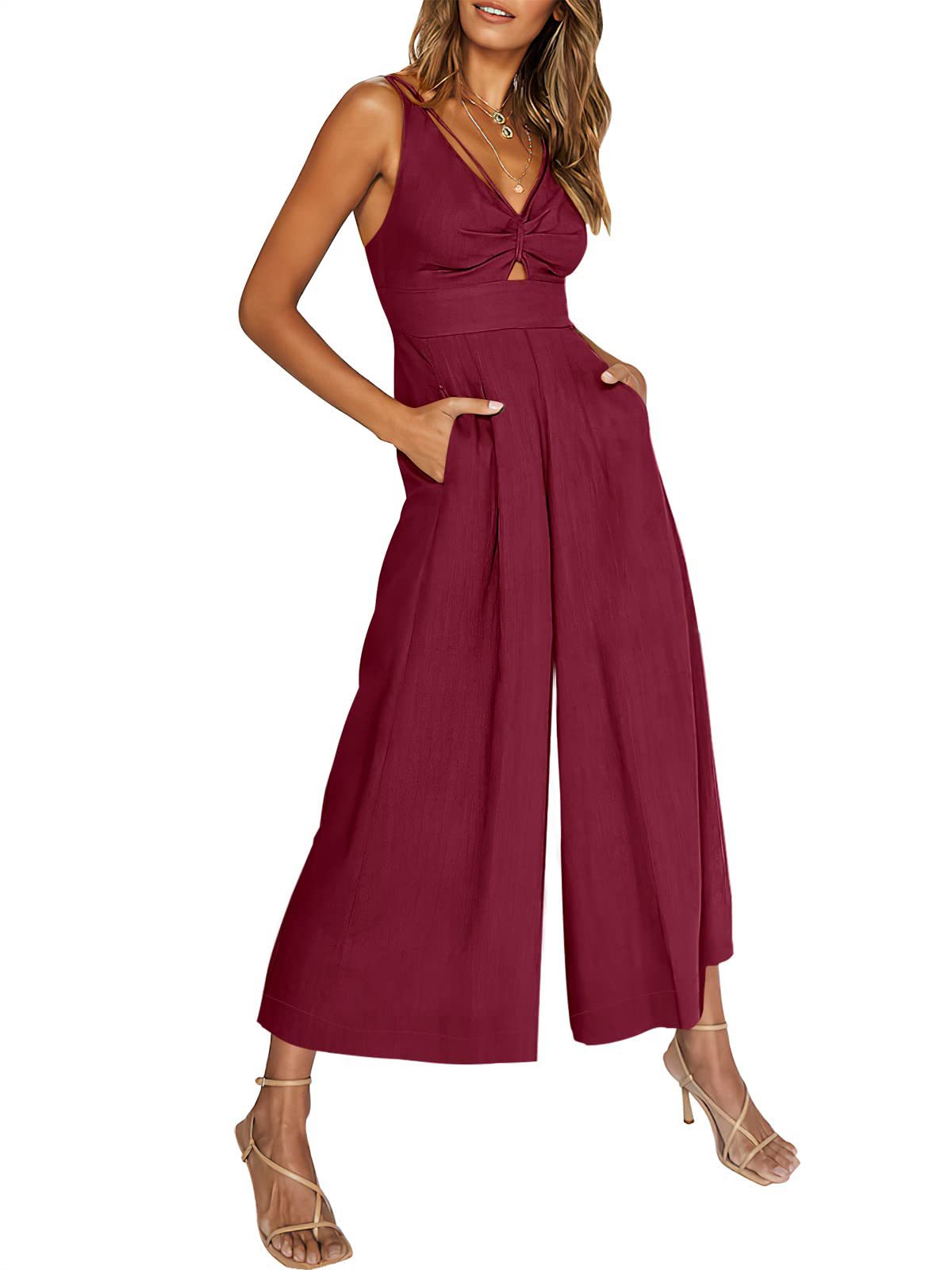New Summer V Neck Cutout High-Waist Rompers