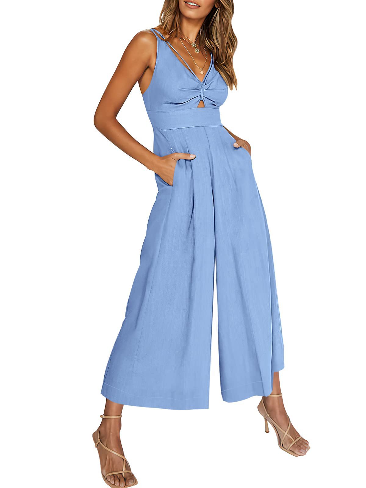 New Summer V Neck Cutout High-Waist Rompers