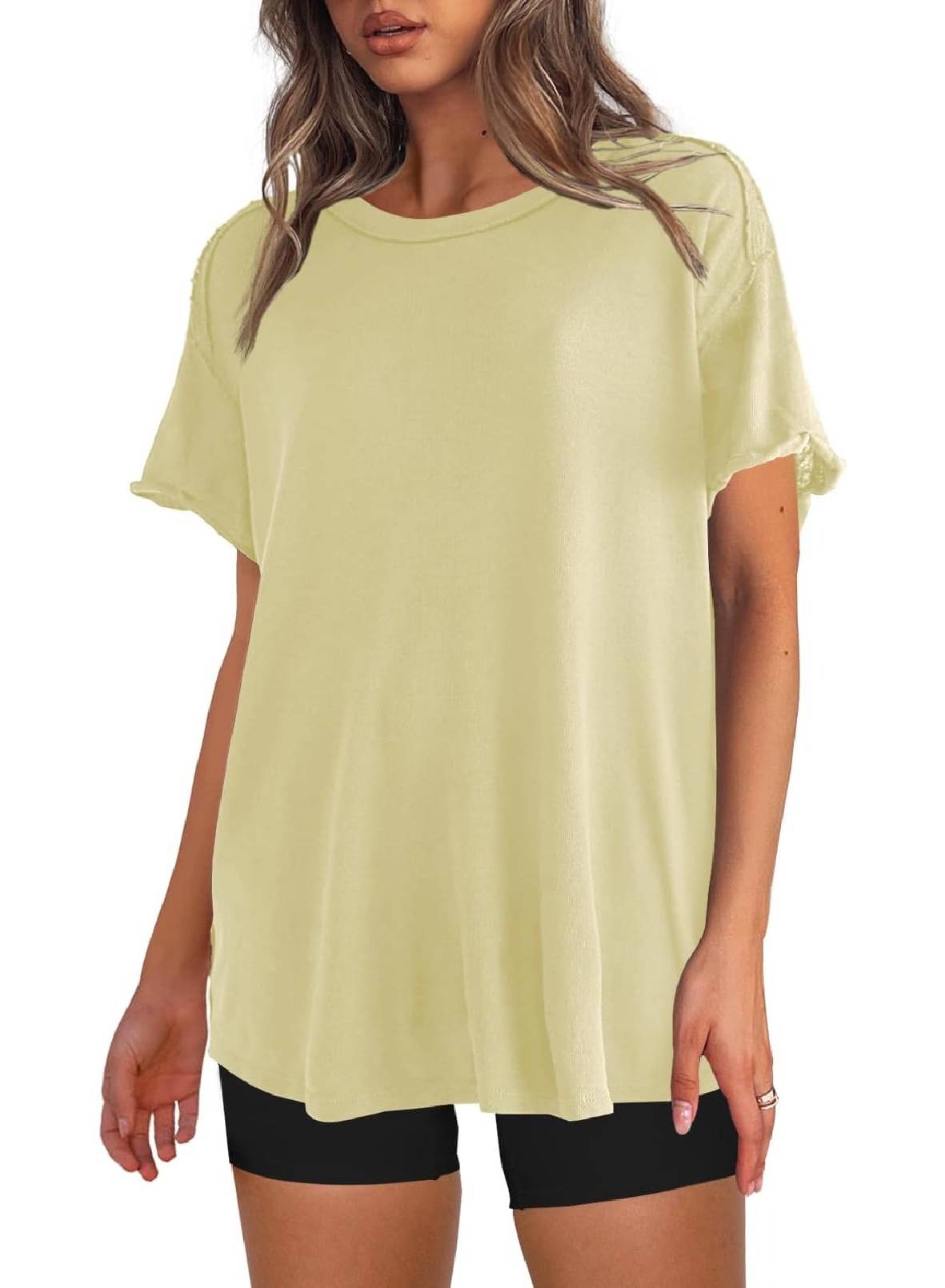 Womens Oversized Crewneck Short Sleeve T Shirts Tops