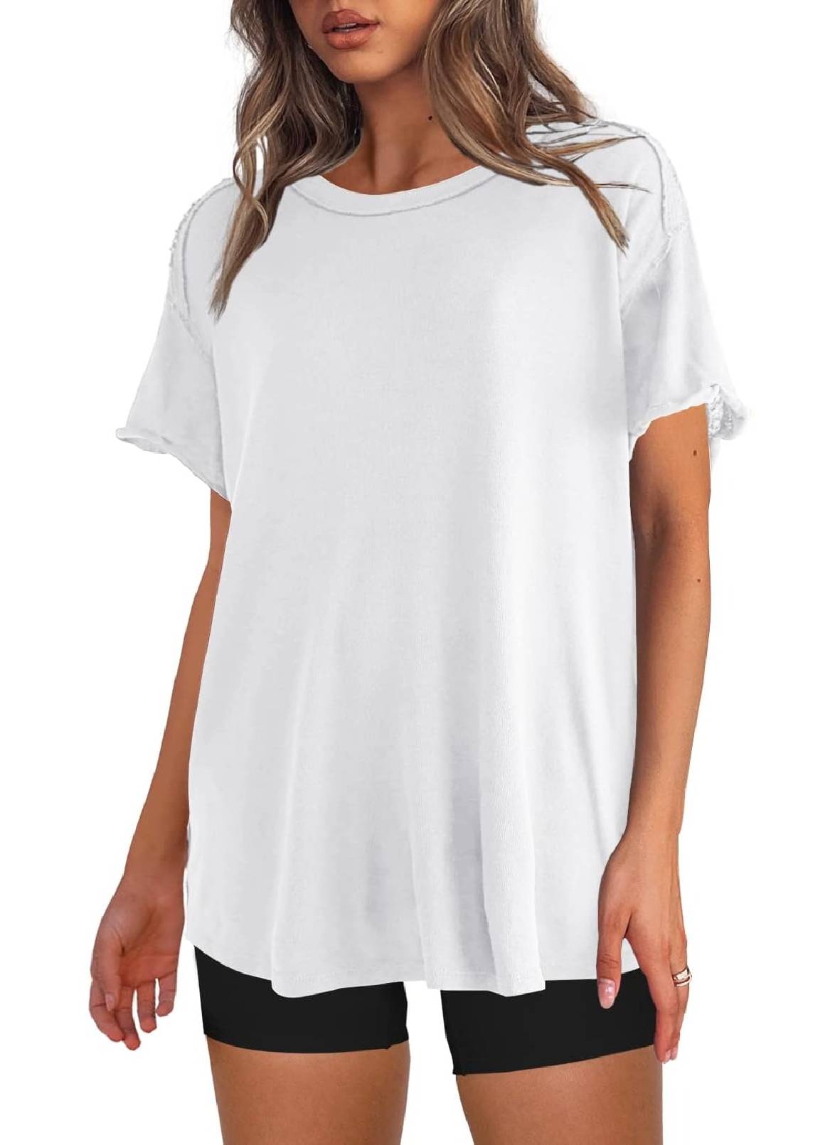Womens Oversized Crewneck Short Sleeve T Shirts Tops