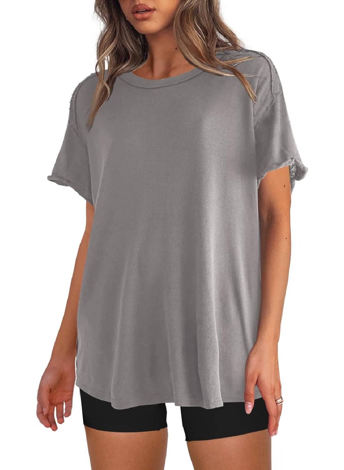 Womens Oversized Crewneck Short Sleeve T Shirts Tops