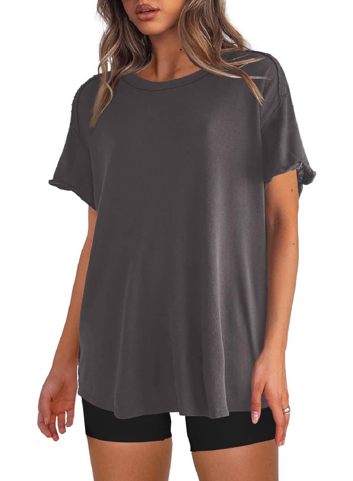 Womens Oversized Crewneck Short Sleeve T Shirts Tops