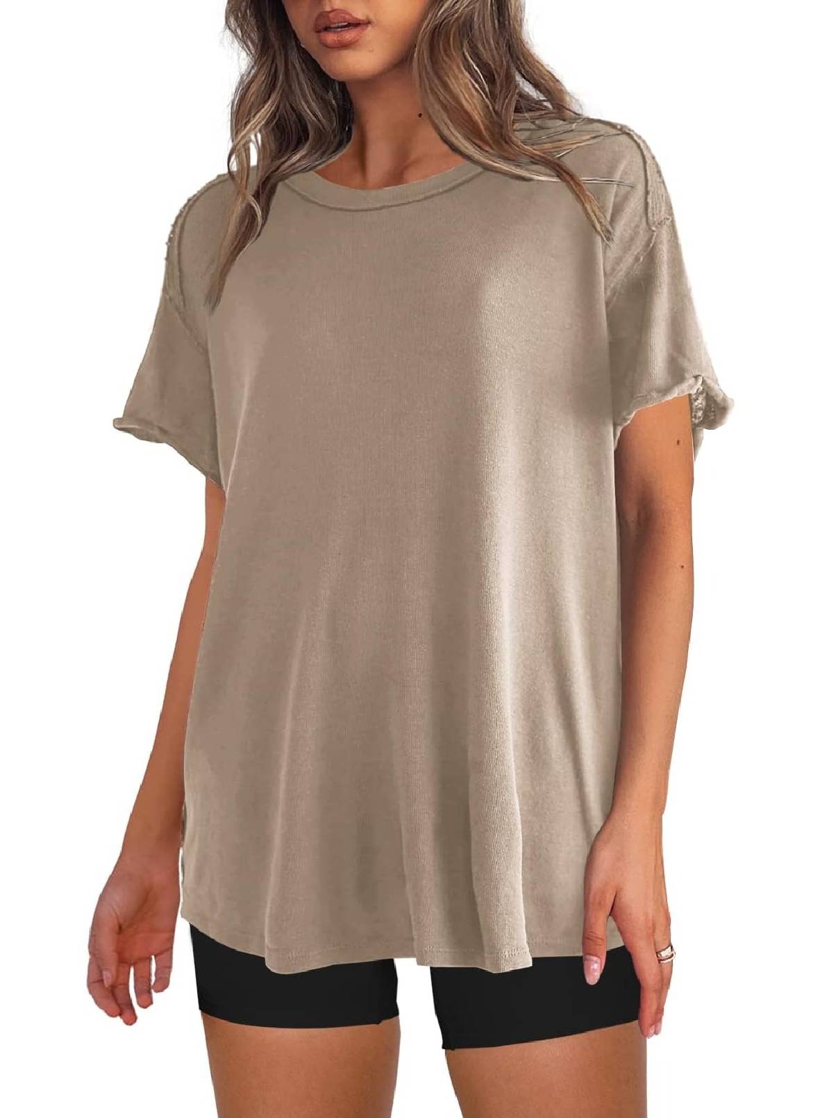 Womens Oversized Crewneck Short Sleeve T Shirts Tops